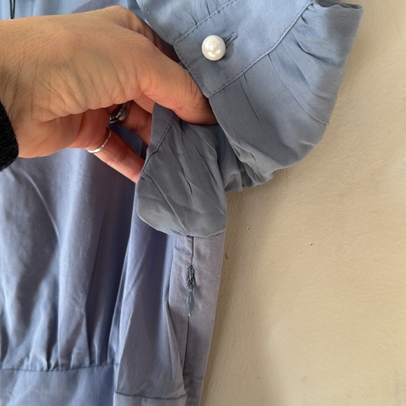 NWT Scarlet Darkness Blue Prairie Cottagecore Vintage Puff Sleeve Midi Dress S - Picture 6 of 7